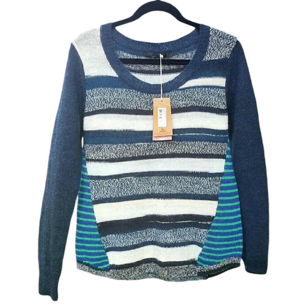 Prana Seffi Acrylic Wool Multicolor Striped Sweater Large NWT